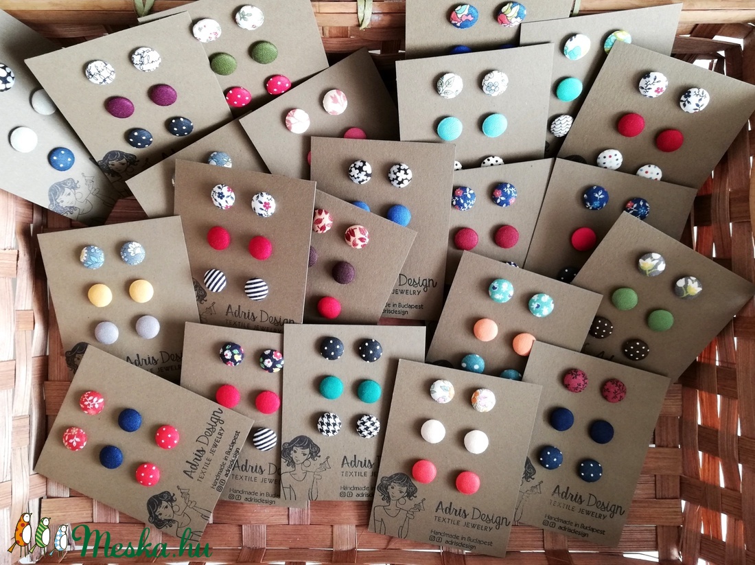 MINI textil fülbevaló csomag, választható - 3 pár - ékszer - fülbevaló - pötty fülbevaló - Meska.hu MINI textil fülbevaló csomag, választható - 3 pár - ékszer - fülbevaló - pötty fülbevaló - Meska.hu