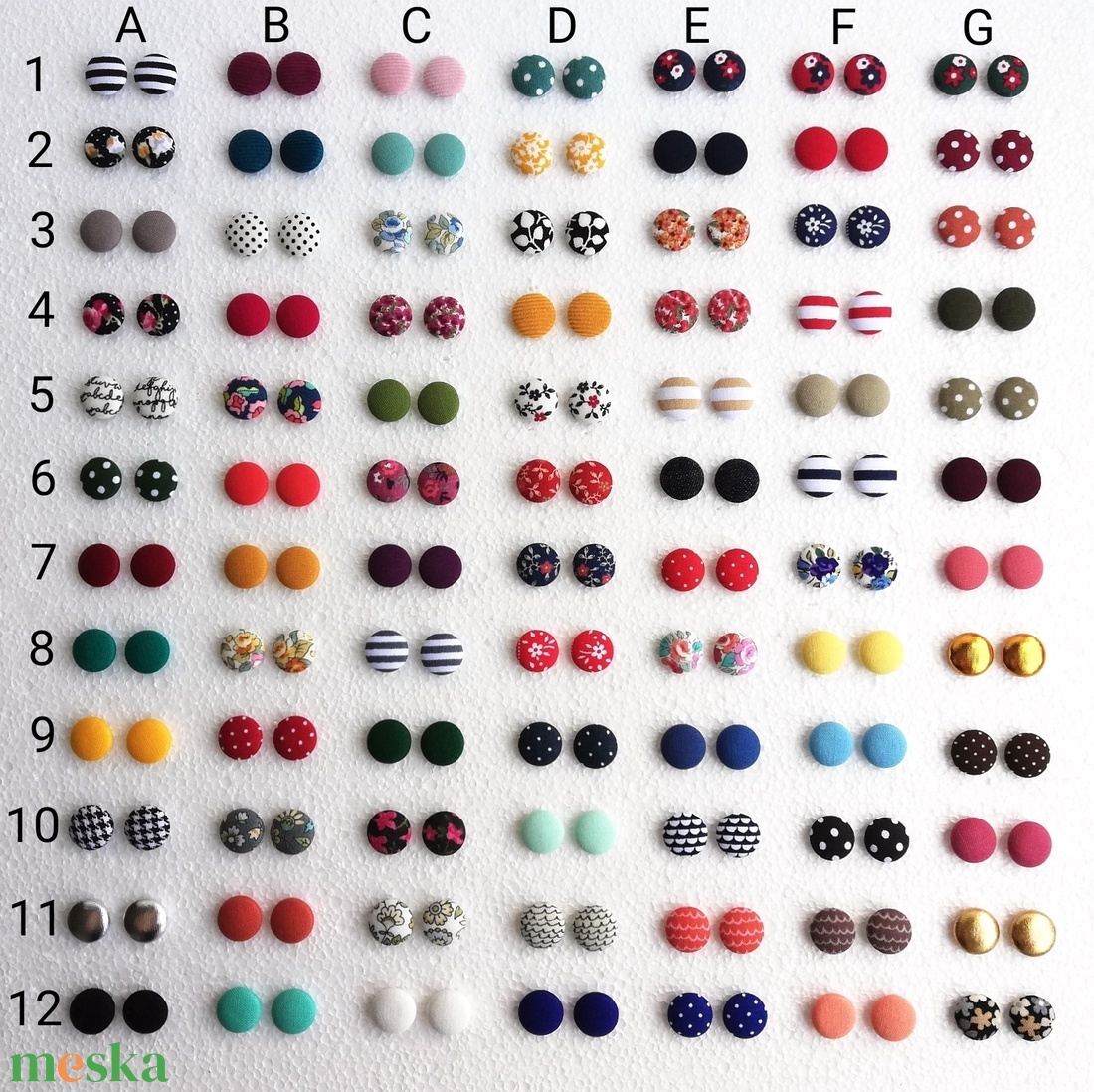 Micro textil fülbevaló csomag népies piros virágos, piros, sötétkék - 3 pár  - ékszer - fülbevaló - pötty fülbevaló - Meska.hu