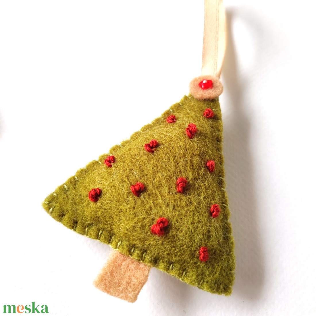 Gyapjúfilc karácsonyfadísz zöld-piros - karácsony - karácsonyi lakásdekoráció - karácsonyfadíszek - Meska.hu