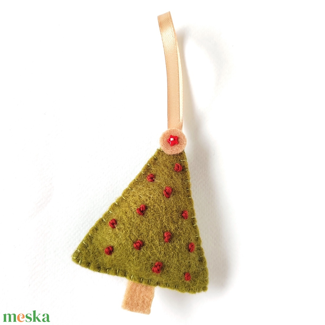 Gyapjúfilc karácsonyfadísz zöld-piros - karácsony - karácsonyi lakásdekoráció - karácsonyfadíszek - Meska.hu