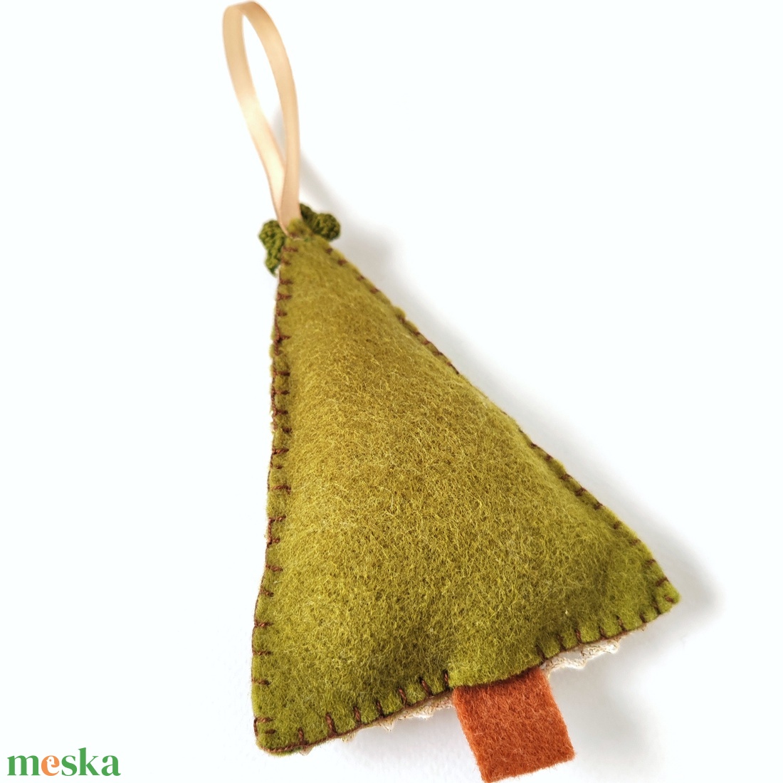 Gyapjúfilc karácsonyfadísz zöld, csipkés - karácsony - karácsonyi lakásdekoráció - karácsonyfadíszek - Meska.hu