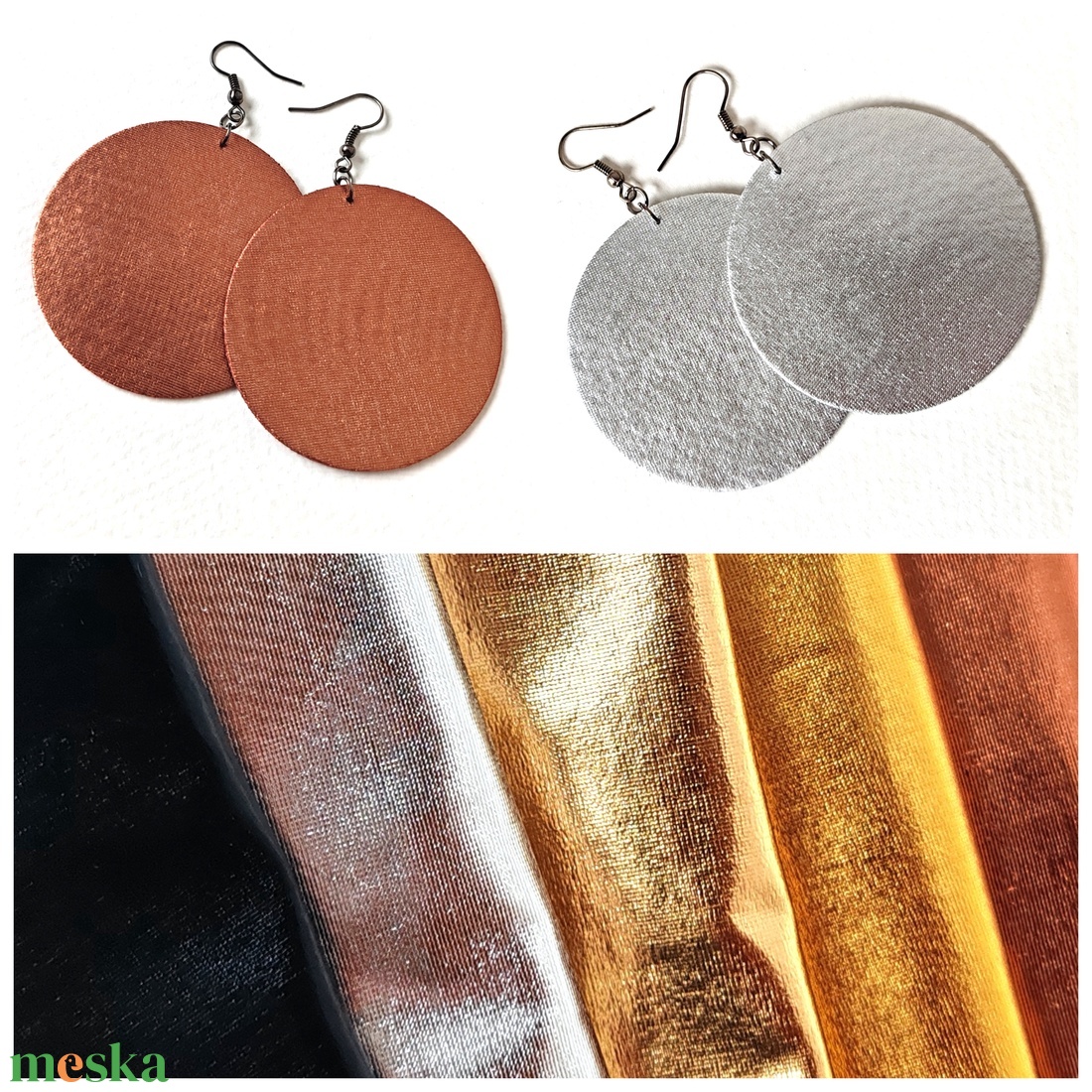 Bronz színű metál hatású textilfülbevaló - ékszer - fülbevaló - lógó fülbevaló - Meska.hu