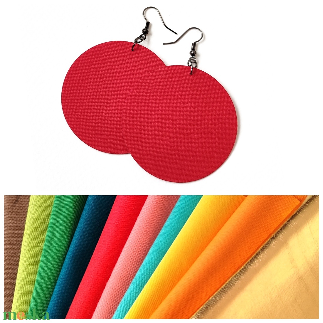 TAVASZ - Egyszínű textilfülbevaló választható színben és méretben - tavasz paletta - ékszer - fülbevaló - lógó fülbevaló - Meska.hu