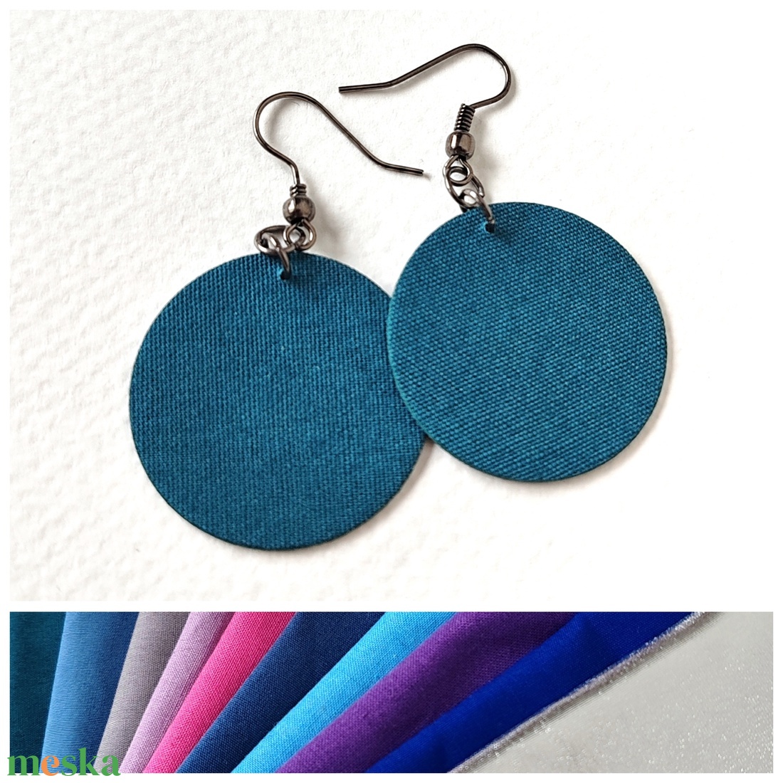 NYÁR - Egyszínű textilfülbevaló választható színben és méretben- nyár paletta - ékszer - fülbevaló - lógó fülbevaló - Meska.hu