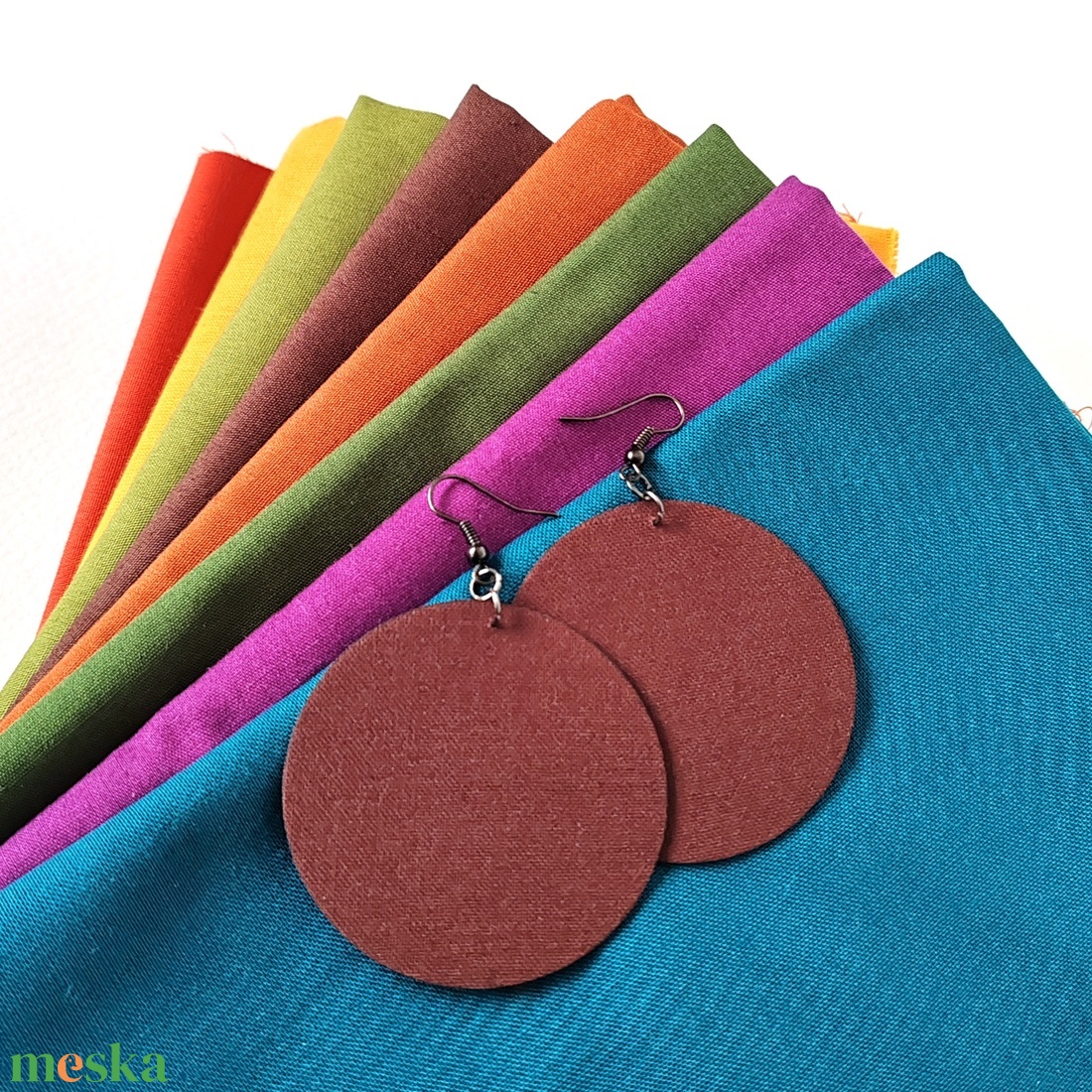 ŐSZ - Egyszínű textilfülbevaló választható színben és méretben - ősz paletta - ékszer - fülbevaló - lógó fülbevaló - Meska.hu