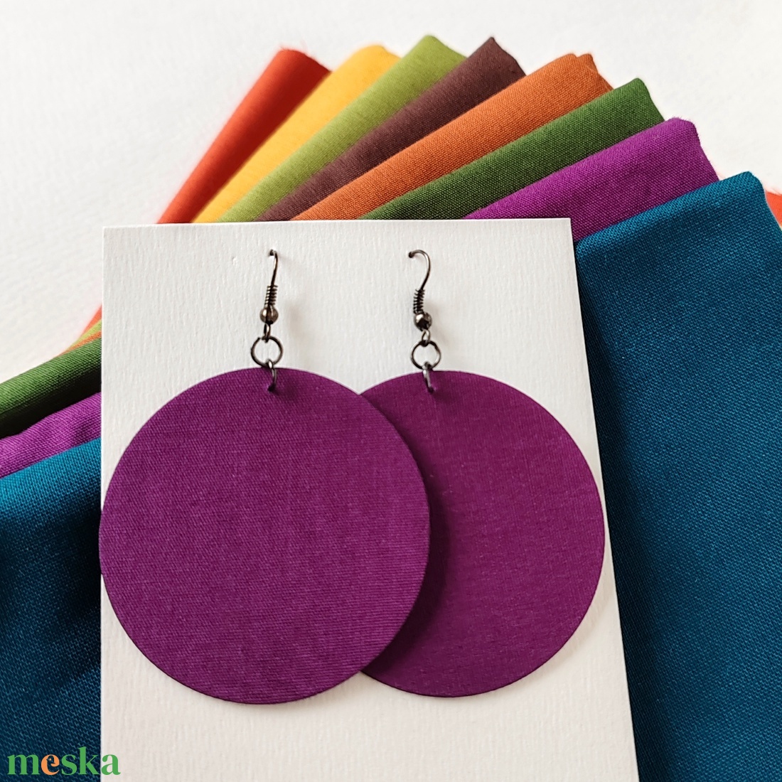 ŐSZ - Egyszínű textilfülbevaló választható színben és méretben - ősz paletta - ékszer - fülbevaló - lógó fülbevaló - Meska.hu