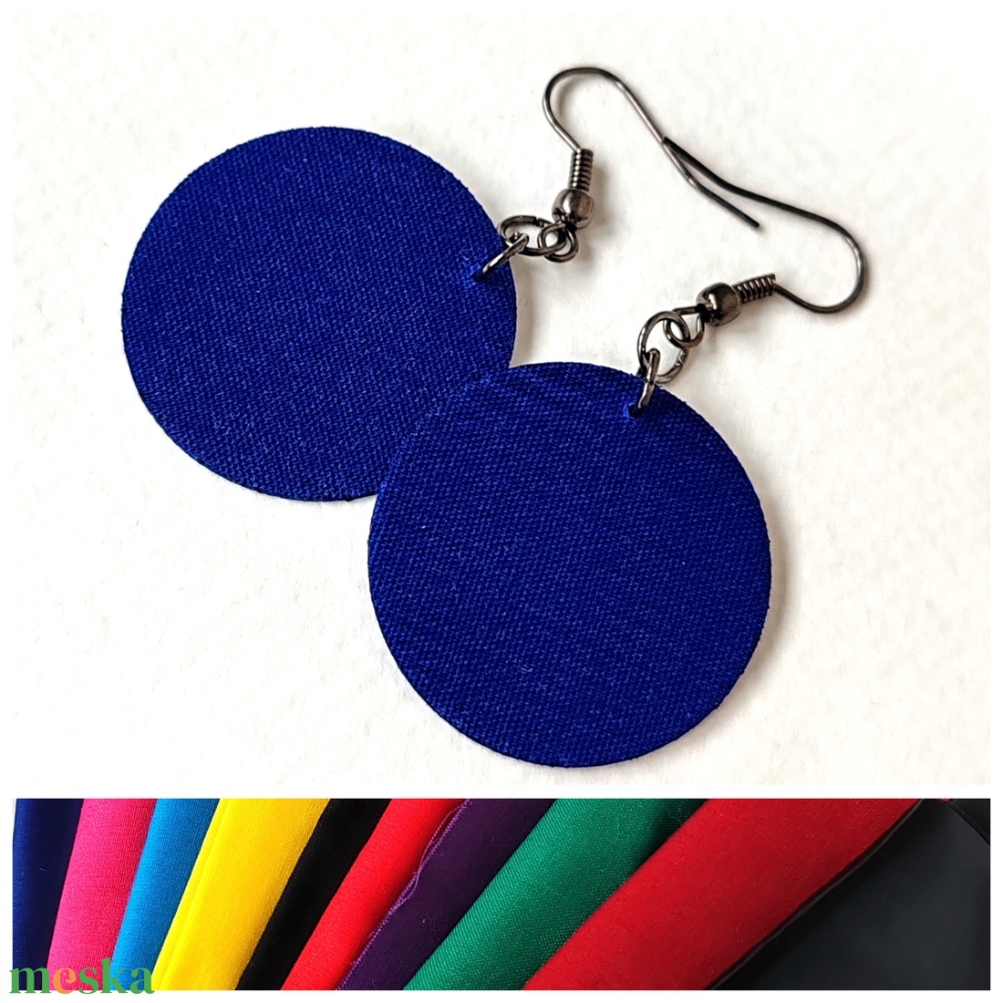TÉL - Egyszínű textilfülbevaló választható színben és méretben- tél paletta - ékszer - fülbevaló - lógó fülbevaló - Meska.hu