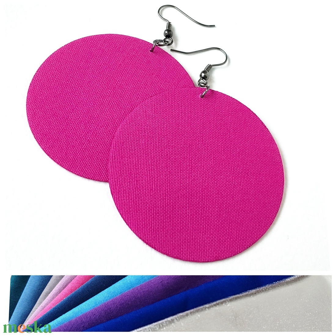 NYÁR - Egyszínű textilfülbevaló választható színben és méretben- nyár paletta - ékszer - fülbevaló - lógó fülbevaló - Meska.hu