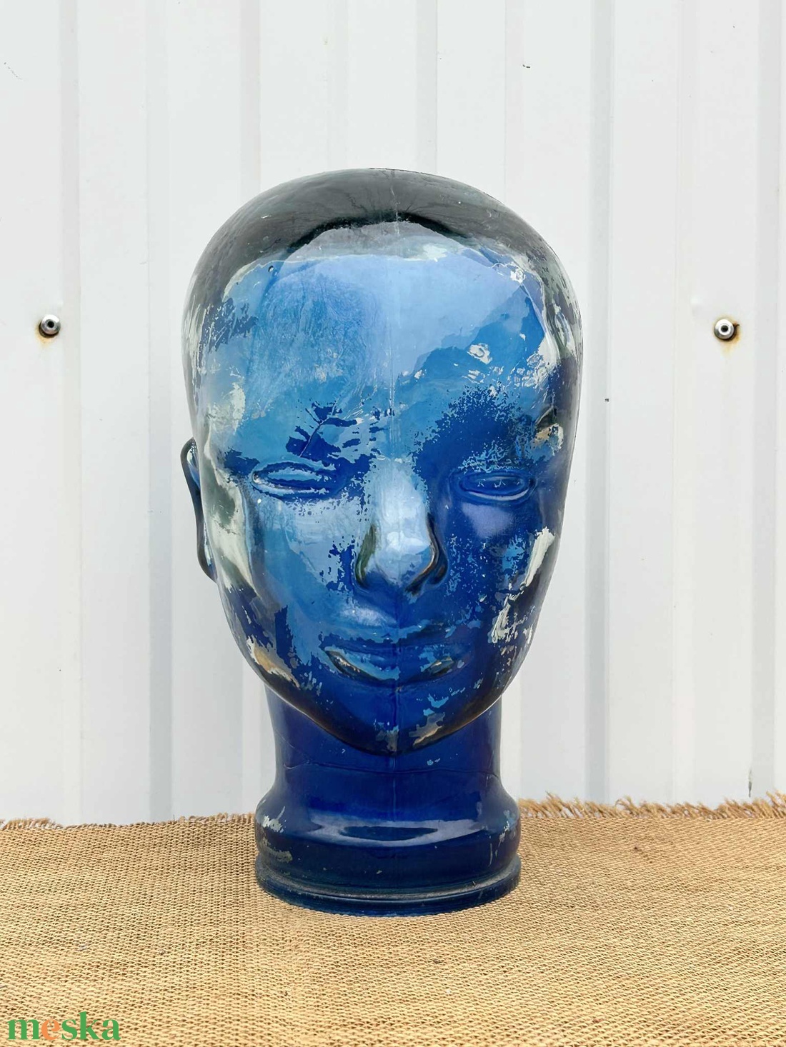 Üveg fej, paróka tartó, kalaptartó, bolti dekoráció - otthon & életmód - dekoráció - dísztárgy - Meska.hu