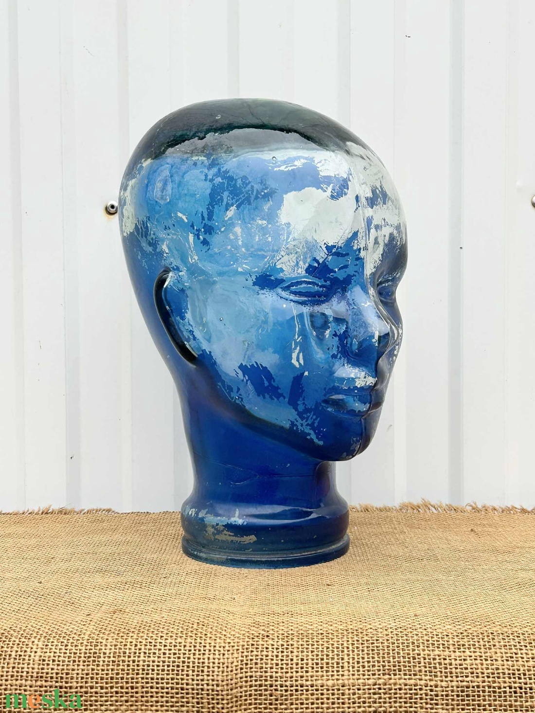 Üveg fej, paróka tartó, kalaptartó, bolti dekoráció - otthon & életmód - dekoráció - dísztárgy - Meska.hu