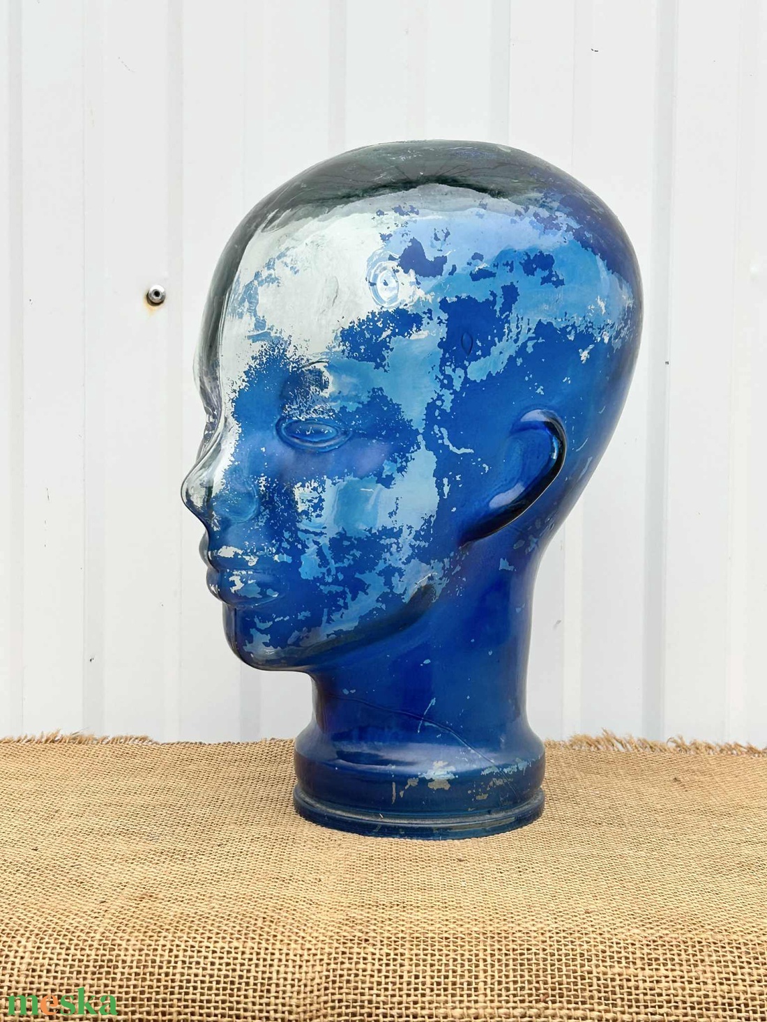 Üveg fej, paróka tartó, kalaptartó, bolti dekoráció - otthon & életmód - dekoráció - dísztárgy - Meska.hu