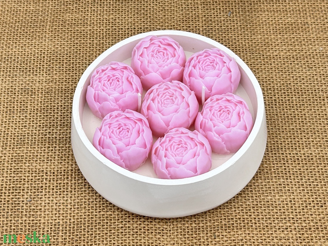 Szójaviasz gyertya 2 kanóccal bazsarózsával - otthon & életmód - gyertya, illat, aroma - gyertya - Meska.hu