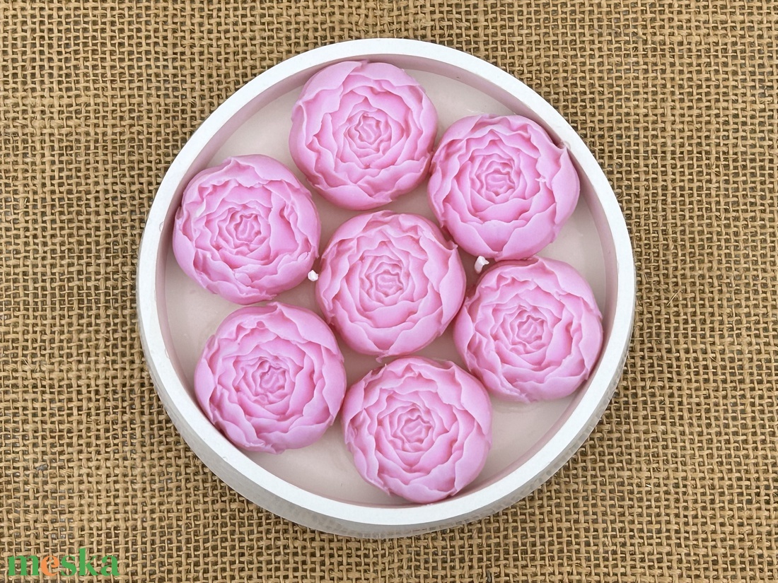 Szójaviasz gyertya 2 kanóccal bazsarózsával - otthon & életmód - gyertya, illat, aroma - gyertya - Meska.hu