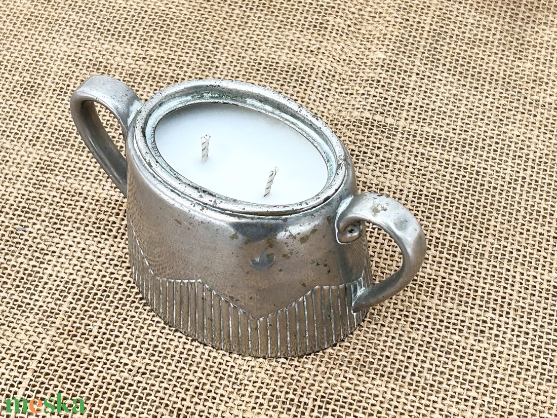 Szójaviasz gyertya 2 kanóccal ón edénybe öntve - otthon & életmód - gyertya, illat, aroma - gyertya - Meska.hu