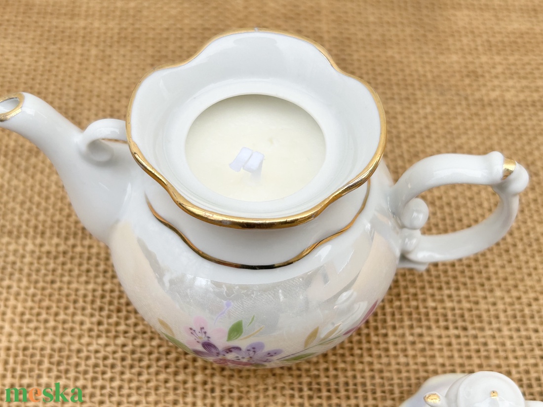 Szójaviasz gyertya 1 kanóccal, porcelán kannába öntve - otthon & életmód - gyertya, illat, aroma - gyertya - Meska.hu