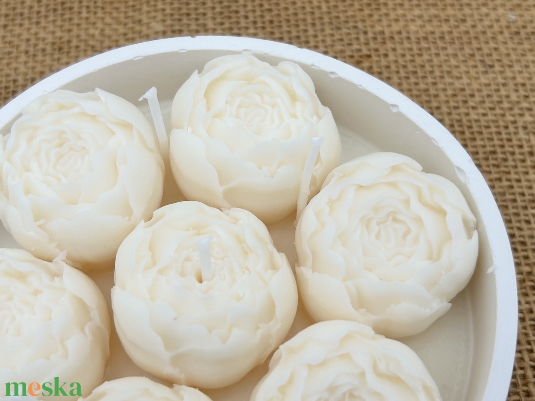 Szójaviasz gyertya 5 kanóccal bazsarózsával - otthon & életmód - gyertya, illat, aroma - gyertya - Meska.hu