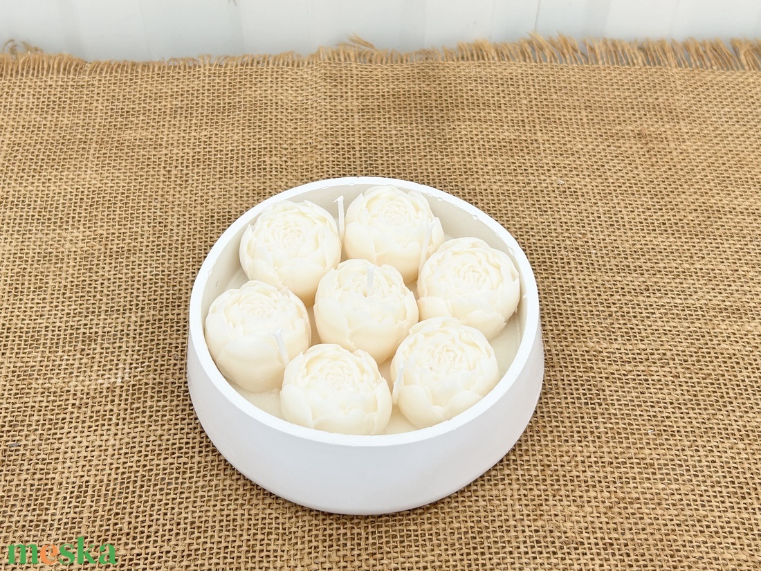 Szójaviasz gyertya 5 kanóccal bazsarózsával - otthon & életmód - gyertya, illat, aroma - gyertya - Meska.hu