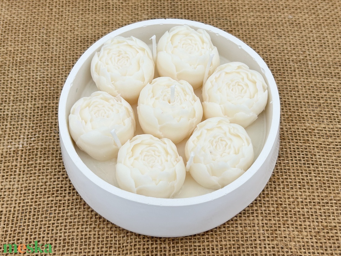 Szójaviasz gyertya 5 kanóccal bazsarózsával - otthon & életmód - gyertya, illat, aroma - gyertya - Meska.hu