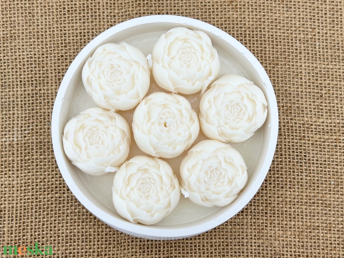 Szójaviasz gyertya 5 kanóccal bazsarózsával - otthon & életmód - gyertya, illat, aroma - gyertya - Meska.hu