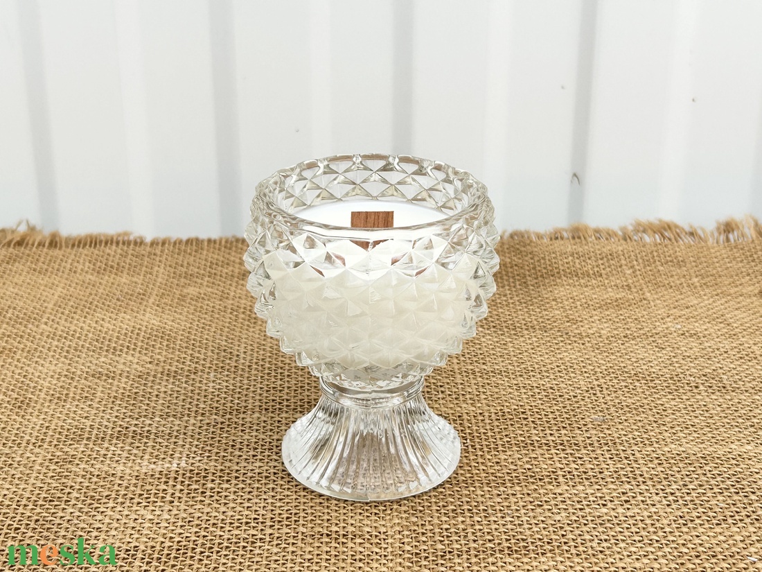 Szójaviasz gyertya fa kanóccal üveg edénybe öntve - otthon & életmód - gyertya, illat, aroma - gyertya - Meska.hu