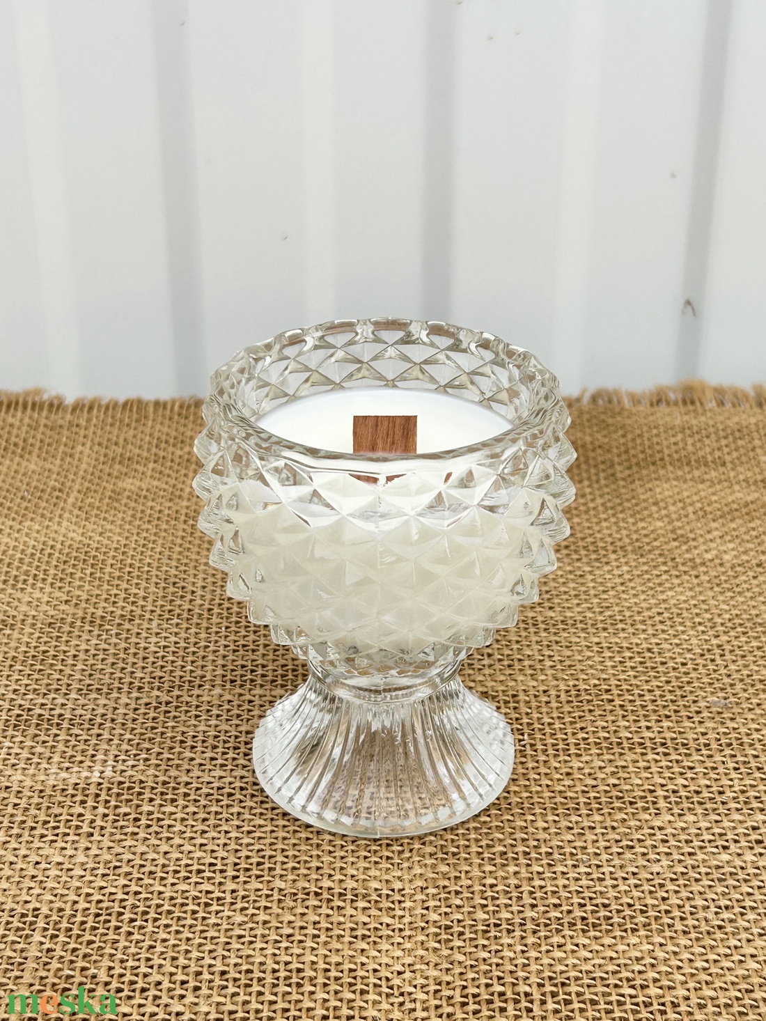 Szójaviasz gyertya fa kanóccal üveg edénybe öntve - otthon & életmód - gyertya, illat, aroma - gyertya - Meska.hu