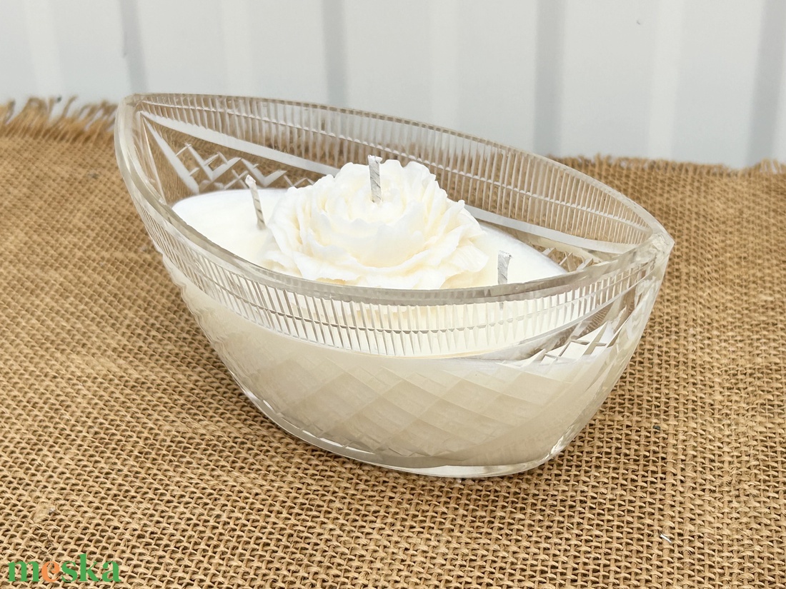 Szójaviasz gyertya 3 kanóccal metszett üveg edénybe öntve - otthon & életmód - gyertya, illat, aroma - gyertya - Meska.hu