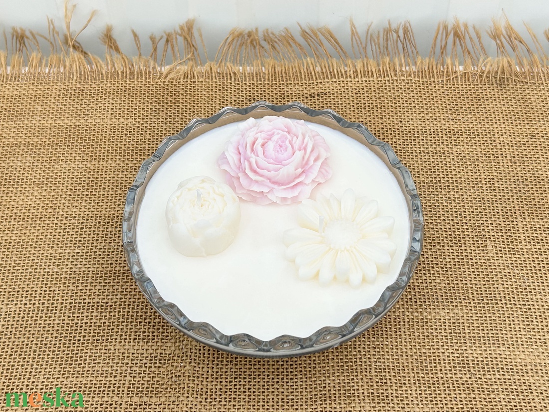 Szójaviasz gyertya 2 kanóccal üveg kínáló tálba öntve - otthon & életmód - gyertya, illat, aroma - gyertya - Meska.hu