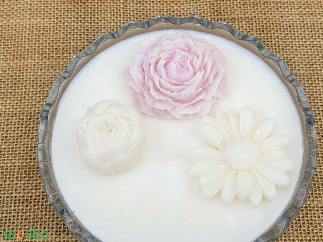 Szójaviasz gyertya 2 kanóccal üveg kínáló tálba öntve - otthon & életmód - gyertya, illat, aroma - gyertya - Meska.hu