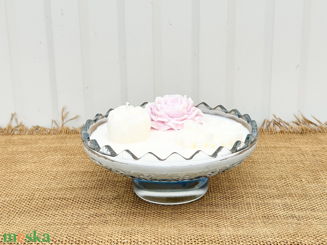 Szójaviasz gyertya 2 kanóccal üveg kínáló tálba öntve - otthon & életmód - gyertya, illat, aroma - gyertya - Meska.hu