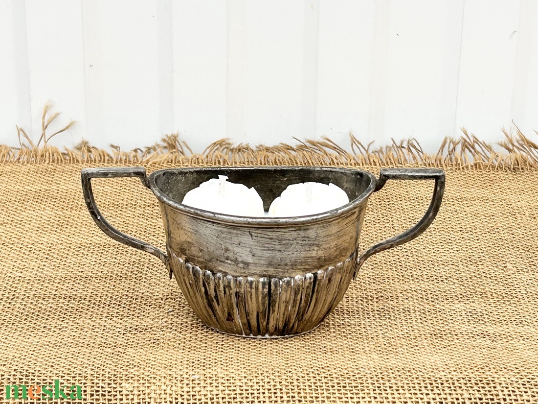 Szójaviasz gyertya 2 kanóccal ón edénybe öntve - otthon & életmód - gyertya, illat, aroma - gyertya - Meska.hu