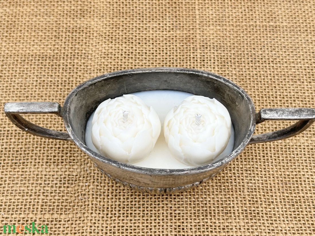 Szójaviasz gyertya 2 kanóccal ón edénybe öntve - otthon & életmód - gyertya, illat, aroma - gyertya - Meska.hu