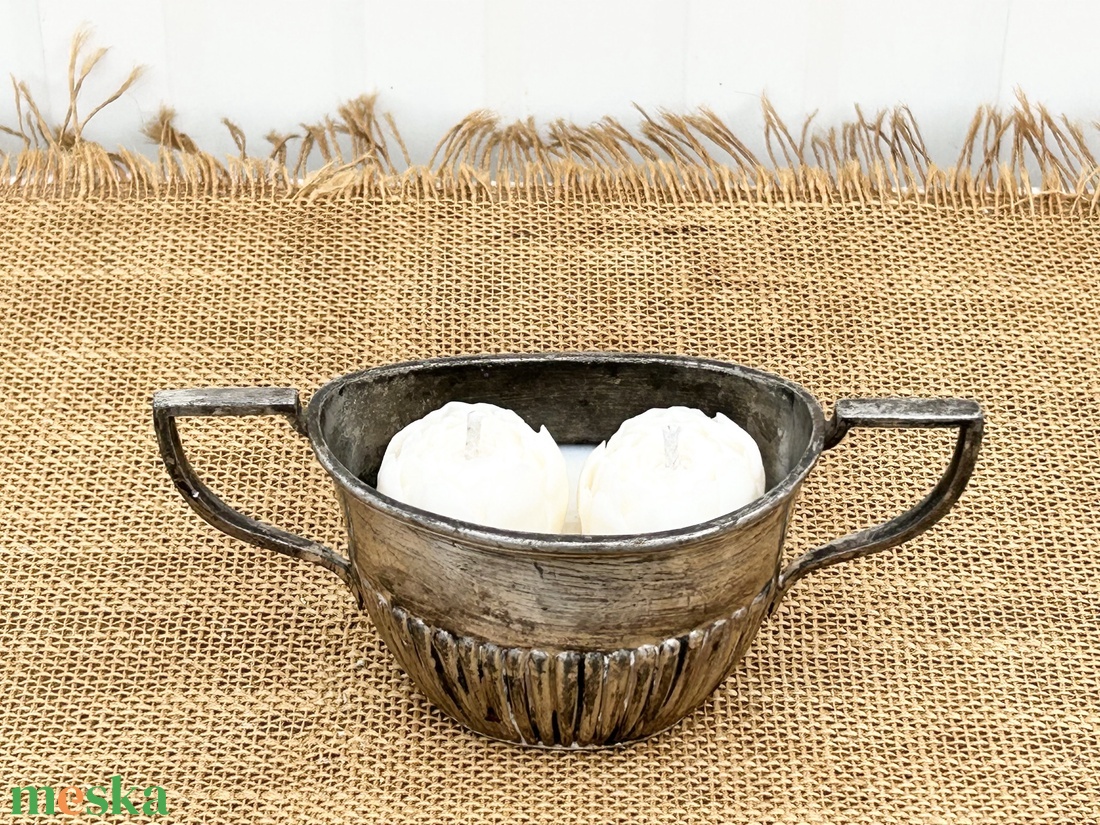 Szójaviasz gyertya 2 kanóccal ón edénybe öntve - otthon & életmód - gyertya, illat, aroma - gyertya - Meska.hu