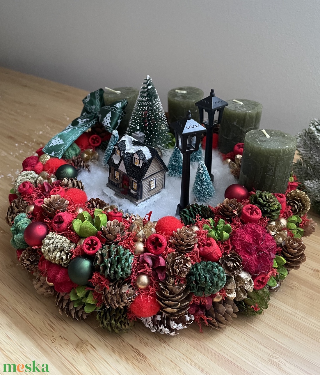 Havas kisváros Karácsonyi koszorú - karácsony - adventi díszek - adventi koszorú - Meska.hu