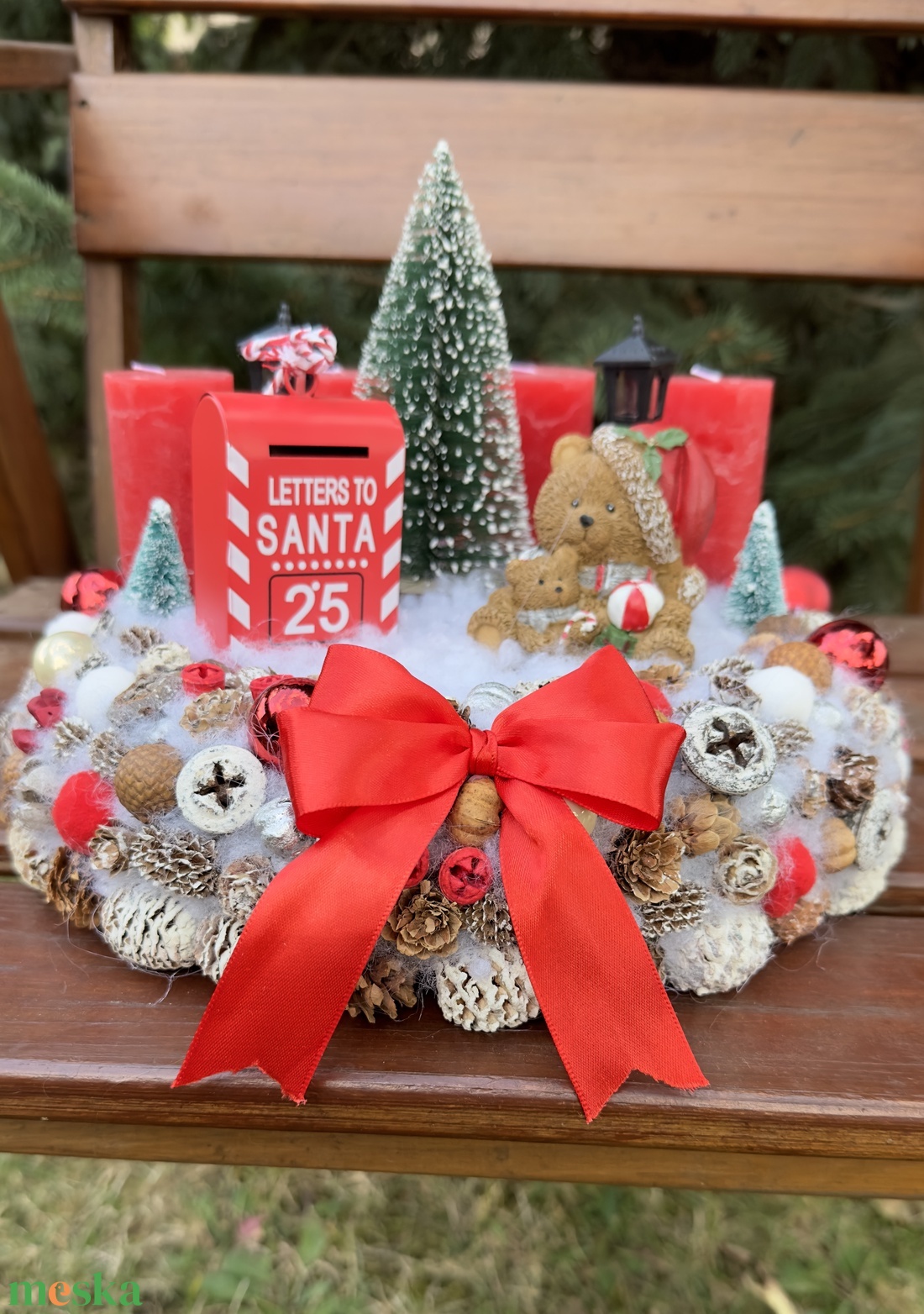 Macis Karácsonyi koszorú, kopogtató szett  - karácsony - adventi díszek - adventi asztaldísz - Meska.hu