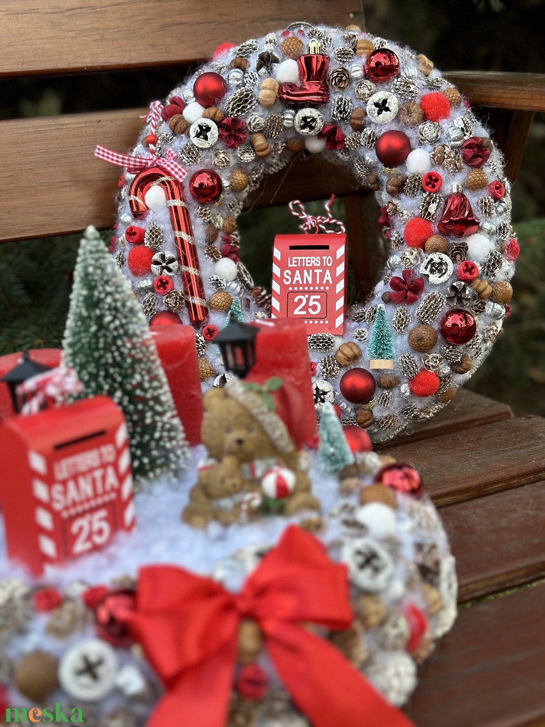 Macis Karácsonyi koszorú, kopogtató szett  - karácsony - adventi díszek - adventi asztaldísz - Meska.hu