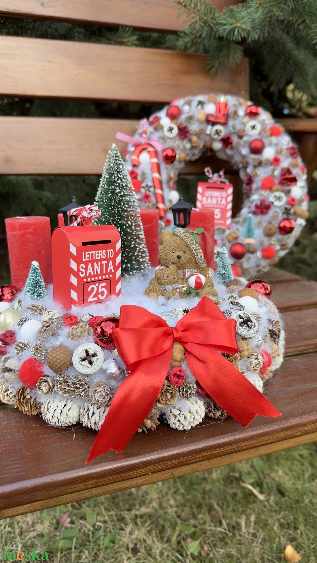 Macis Karácsonyi koszorú, kopogtató szett  - karácsony - adventi díszek - adventi asztaldísz - Meska.hu