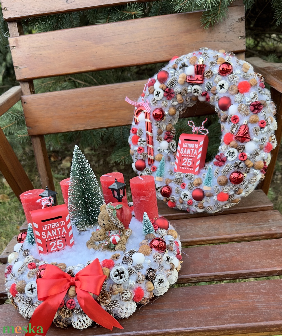 Karácsonyt váró kopogtató - karácsony - adventi díszek - adventi ajtódísz - Meska.hu