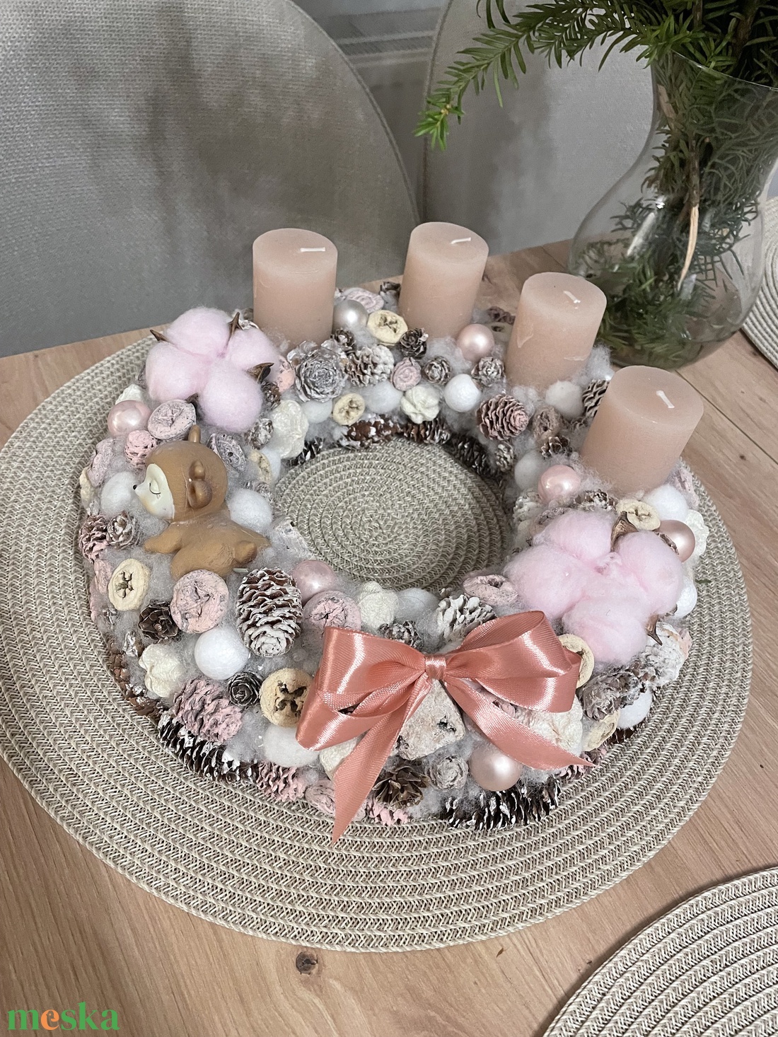 Pasztell adventi koszorú - karácsony - adventi díszek - adventi koszorú - Meska.hu