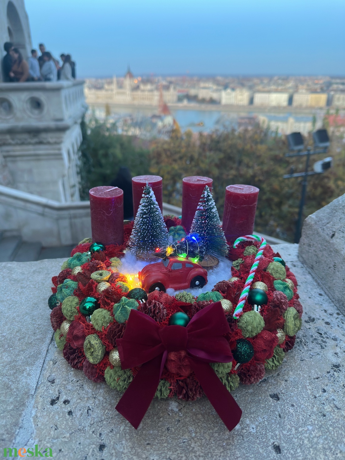 Burgundi adventi koszorú - karácsony - adventi díszek - adventi koszorú - Meska.hu