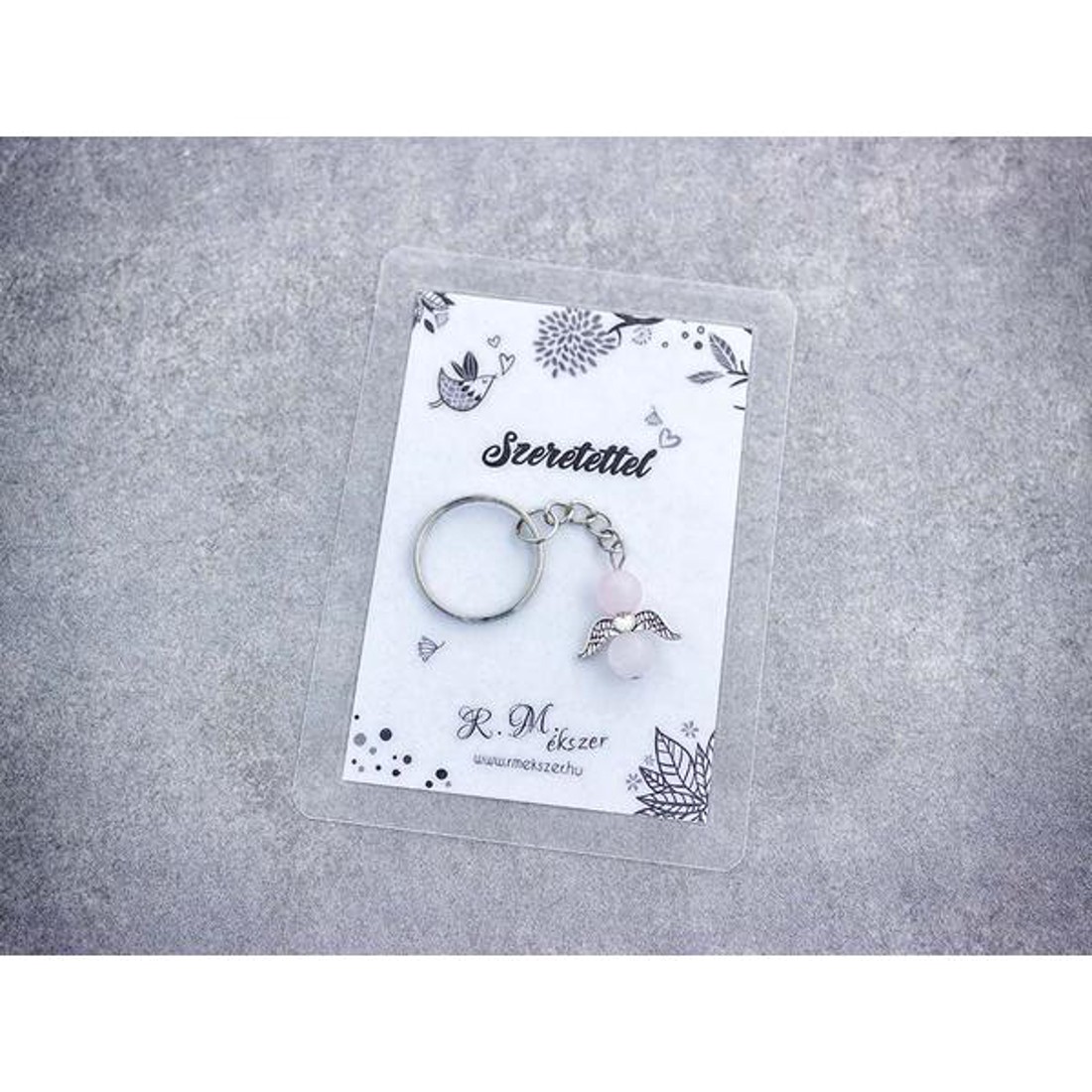 Szeretettel kulcstartó rózsakvarccal - táska & tok - kulcstartó & táskadísz - kulcstartó - Meska.hu