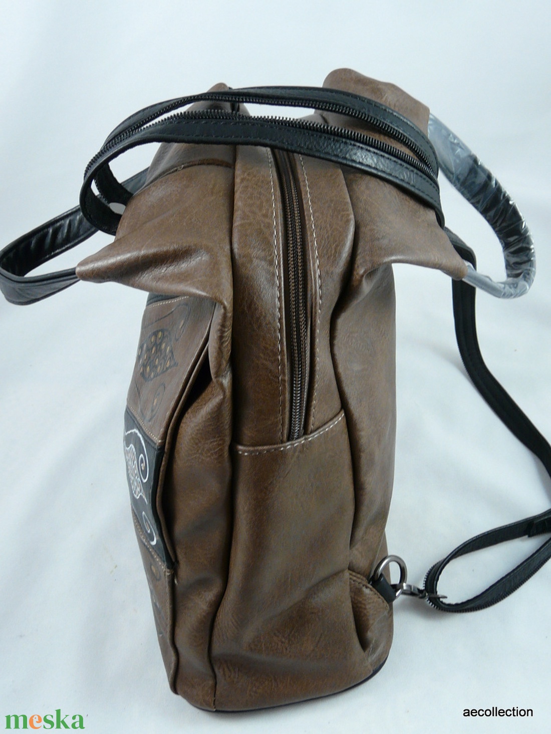 Vera Pelle replika. Masszív műbőr hátitáska, kézzel festett, egyedi mintával! - táska & tok - hátizsák - kishátizsák - Meska.hu