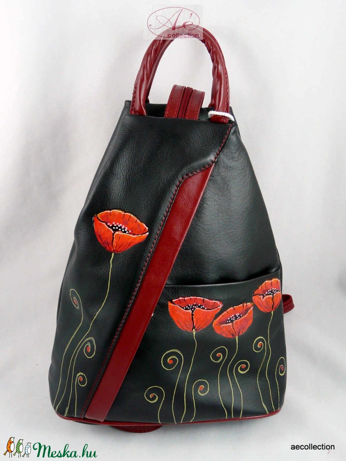 Vera Pelle valódi bőr hátitáska, kézzel festett, egyedi mintával! - táska & tok - hátizsák - kishátizsák - Meska.hu