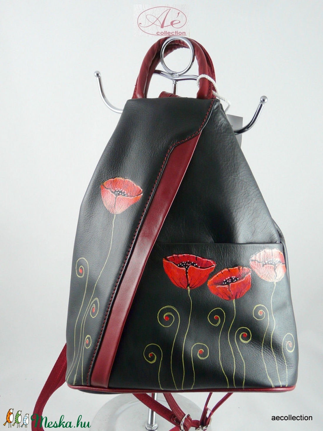 Vera Pelle valódi bőr hátitáska, kézzel festett, egyedi mintával! - táska & tok - hátizsák - kishátizsák - Meska.hu