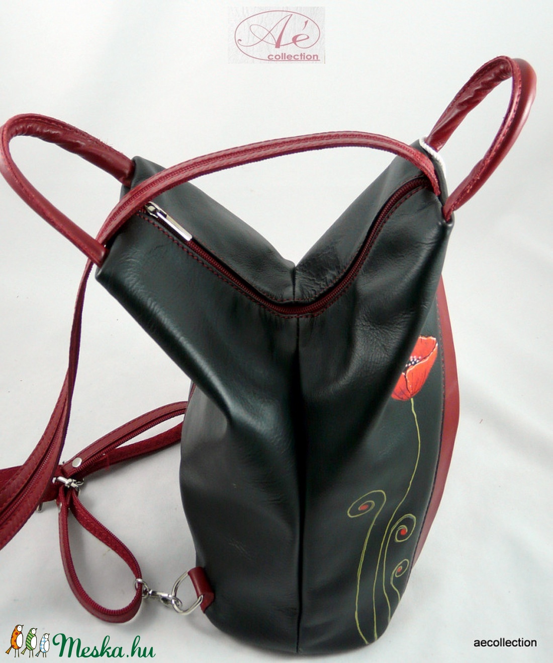 Vera Pelle valódi bőr hátitáska, kézzel festett, egyedi mintával! - táska & tok - hátizsák - kishátizsák - Meska.hu