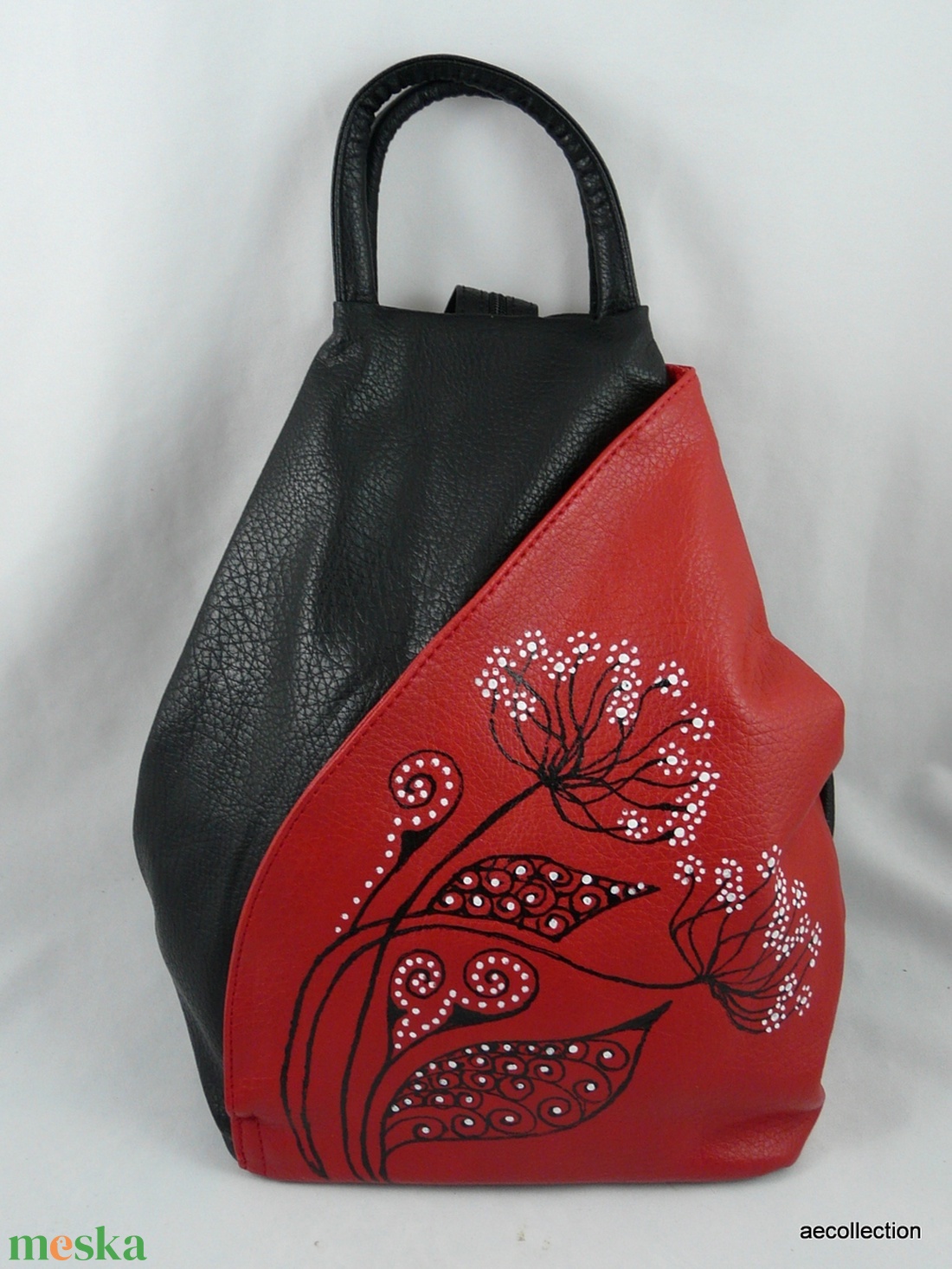 Vera Pelle replika. Masszív műbőr hátitáska, kézzel festett, egyedi mintával! - táska & tok - hátizsák - kishátizsák - Meska.hu