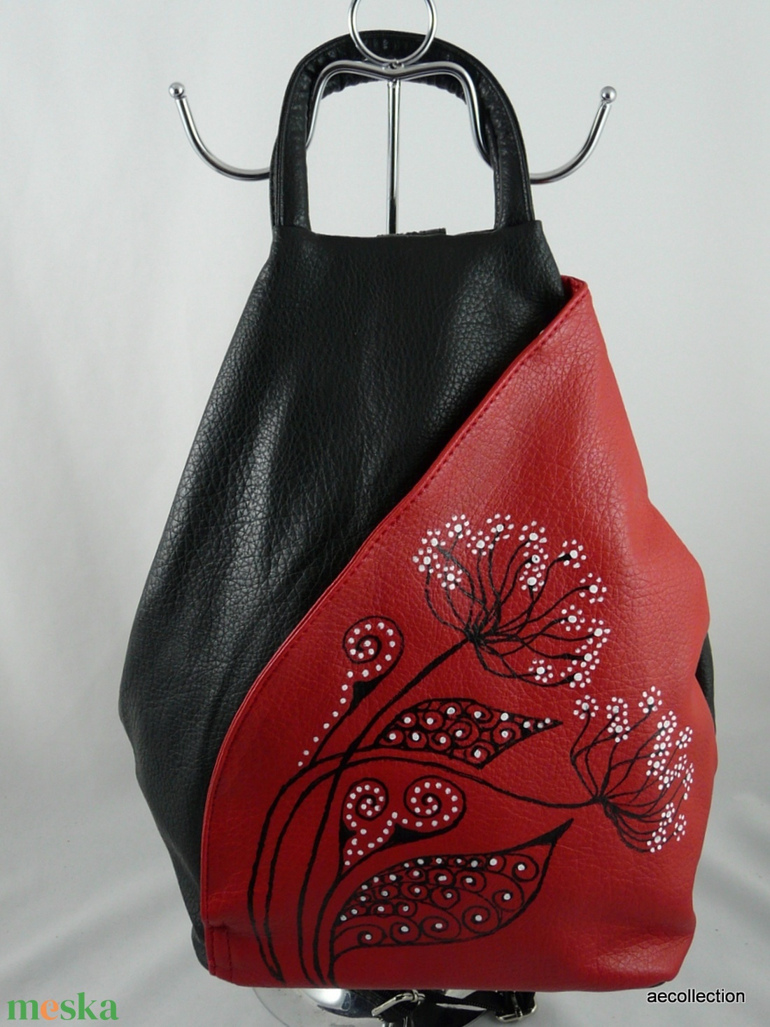 Vera Pelle replika. Masszív műbőr hátitáska, kézzel festett, egyedi mintával! - táska & tok - hátizsák - kishátizsák - Meska.hu