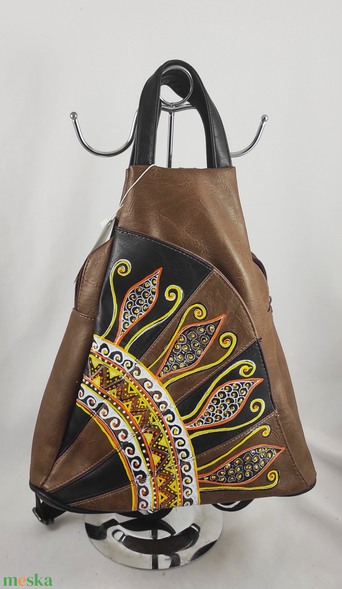 Vera Pelle replika. Masszív műbőr hátitáska, kézzel festett, egyedi mintával! - táska & tok - hátizsák - kishátizsák - Meska.hu