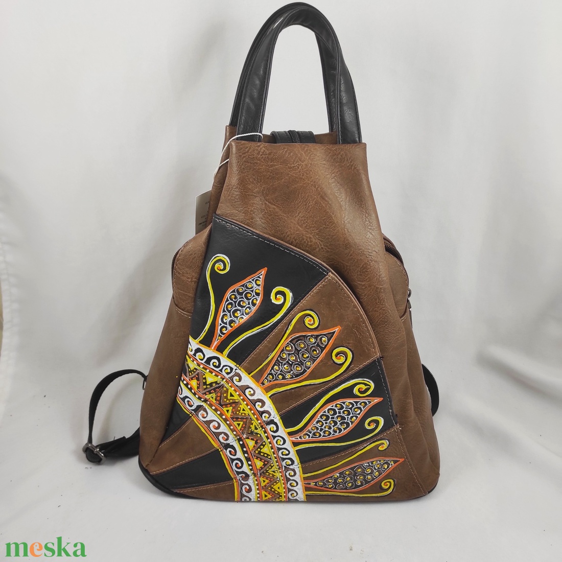 Vera Pelle replika. Masszív műbőr hátitáska, kézzel festett, egyedi mintával! - táska & tok - hátizsák - kishátizsák - Meska.hu