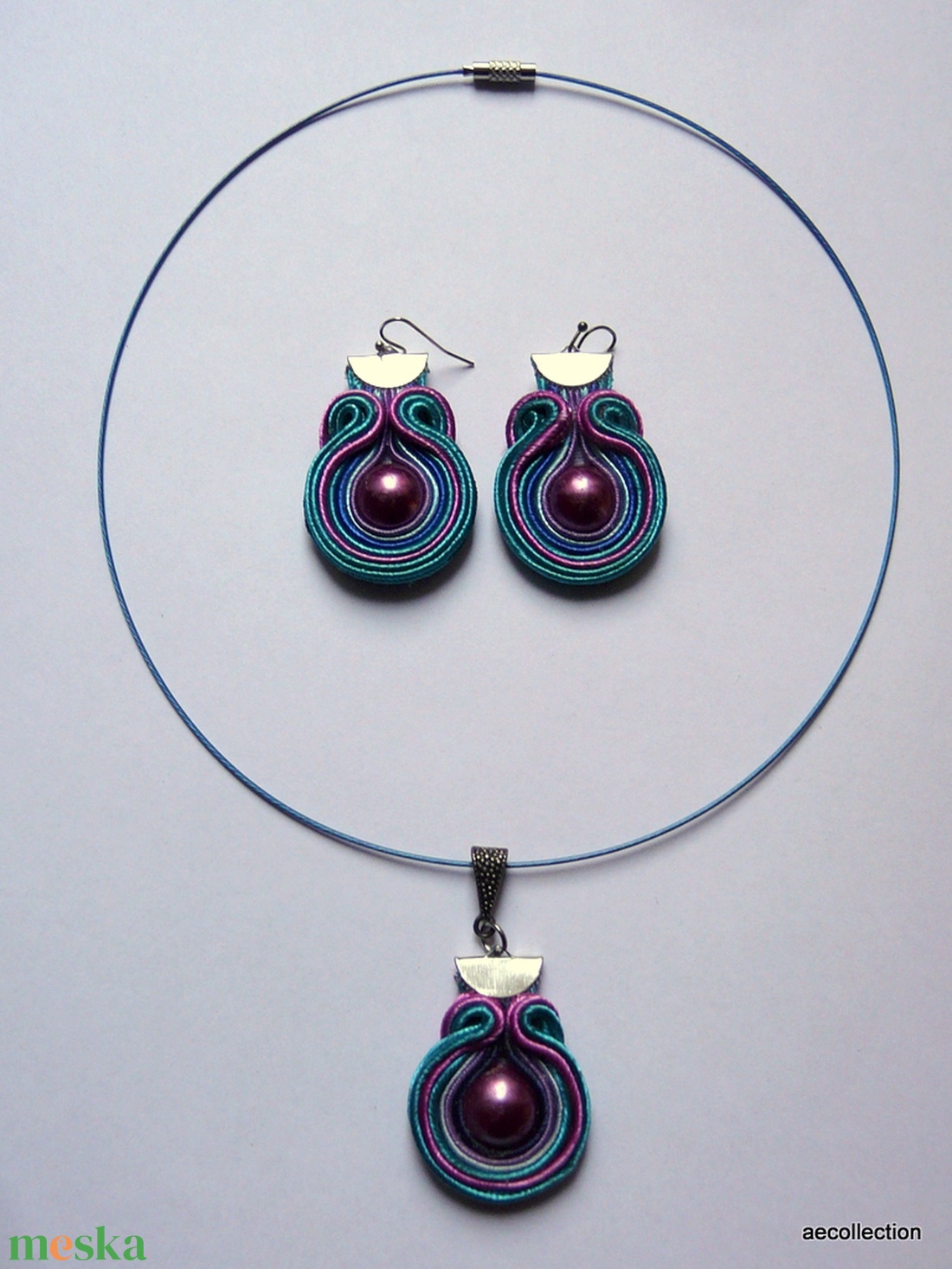 Exkluzív, színpompás sujtás ékszergarnitúra  - ékszer - fülbevaló - lógó fülbevaló - Meska.hu