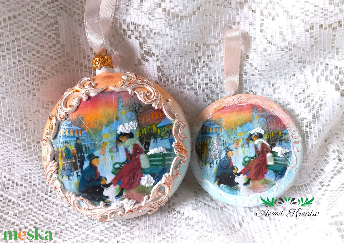 Karácsonyfa dísz korcsolyázókkal szett - karácsony - karácsonyi lakásdekoráció - karácsonyfadíszek - Meska.hu